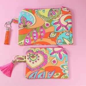 2 coin pouch/ cosmetic bags with zipper closures
